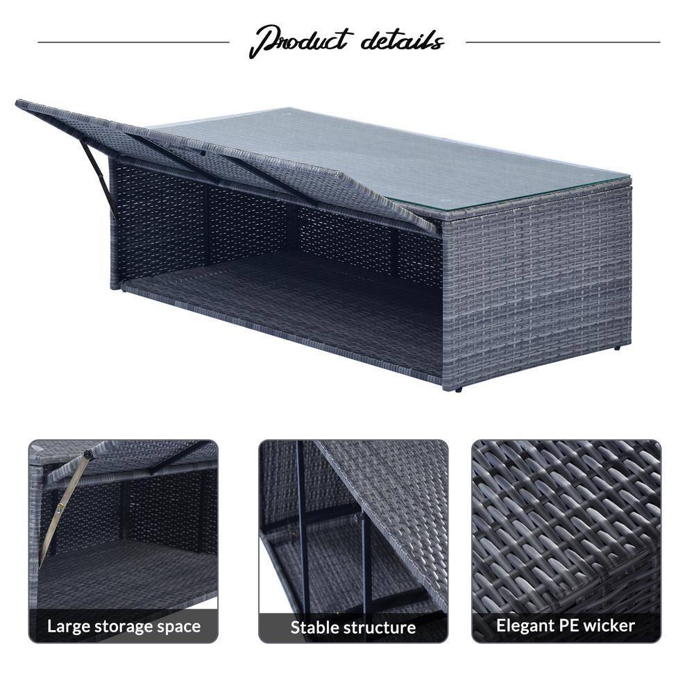 Outdoor Sectional Sofa Set, Patio Outdoor Furniture Wicker with Powder Coated Steel and Cushions for Pool Backyard Lawn, Gray