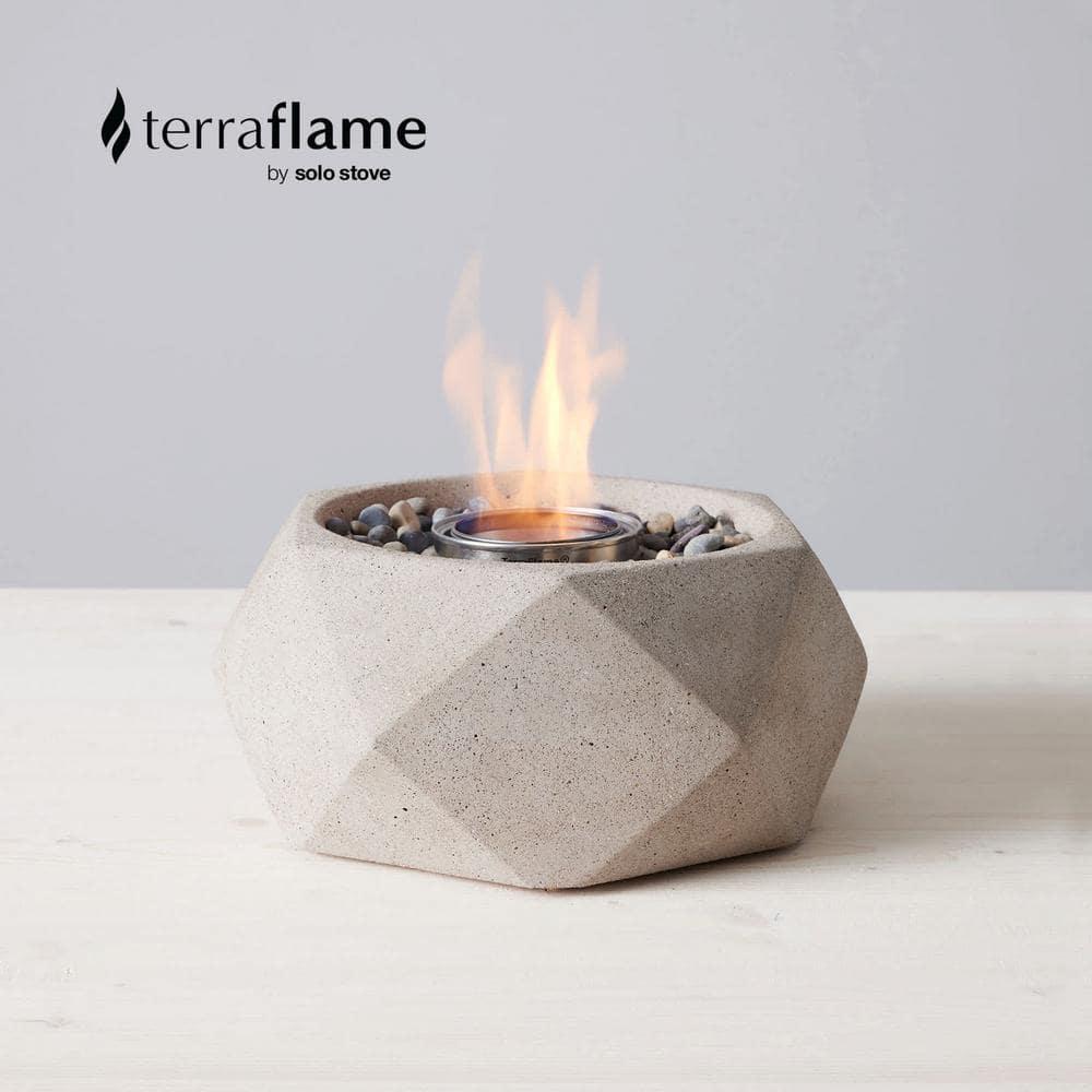 TerraFlame Geo Concrete Table Top Gel Fuel Fire Bowl - Indoor and Outdoor Use