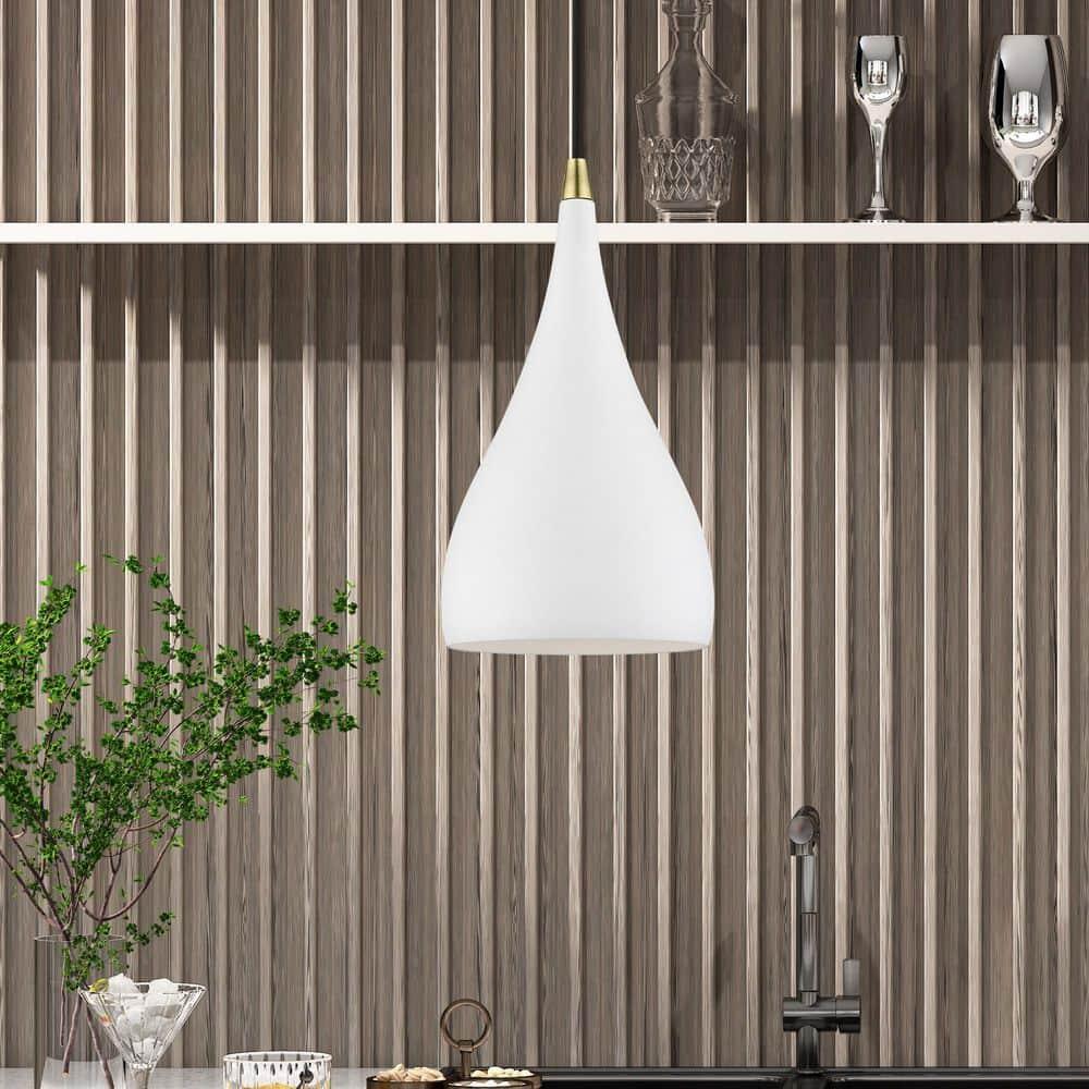 Livex Lighting Amador 1 - Light Pendant in  Textured White/Antique Brass