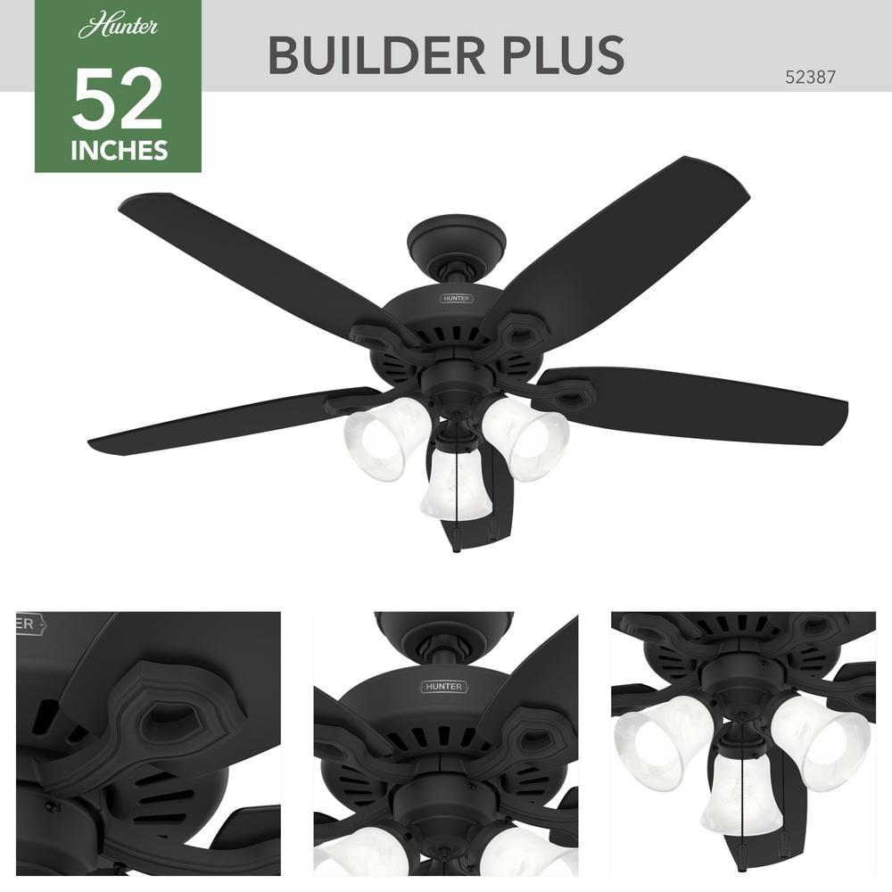 Builder Plus 52"5 - Blade Standard Ceiling Fan with Pull Chain and Light Kit Included