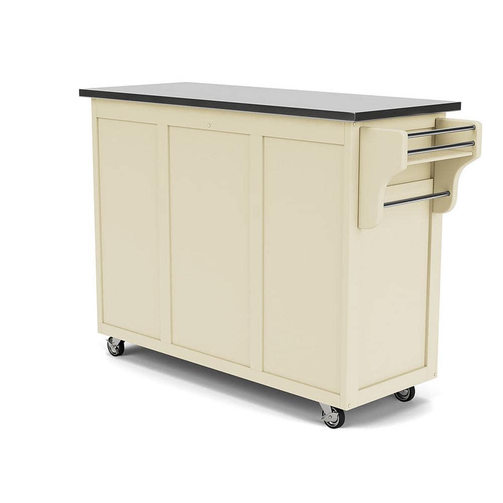 Create-a-Cart White Kitchen Cart With Stainless Top
