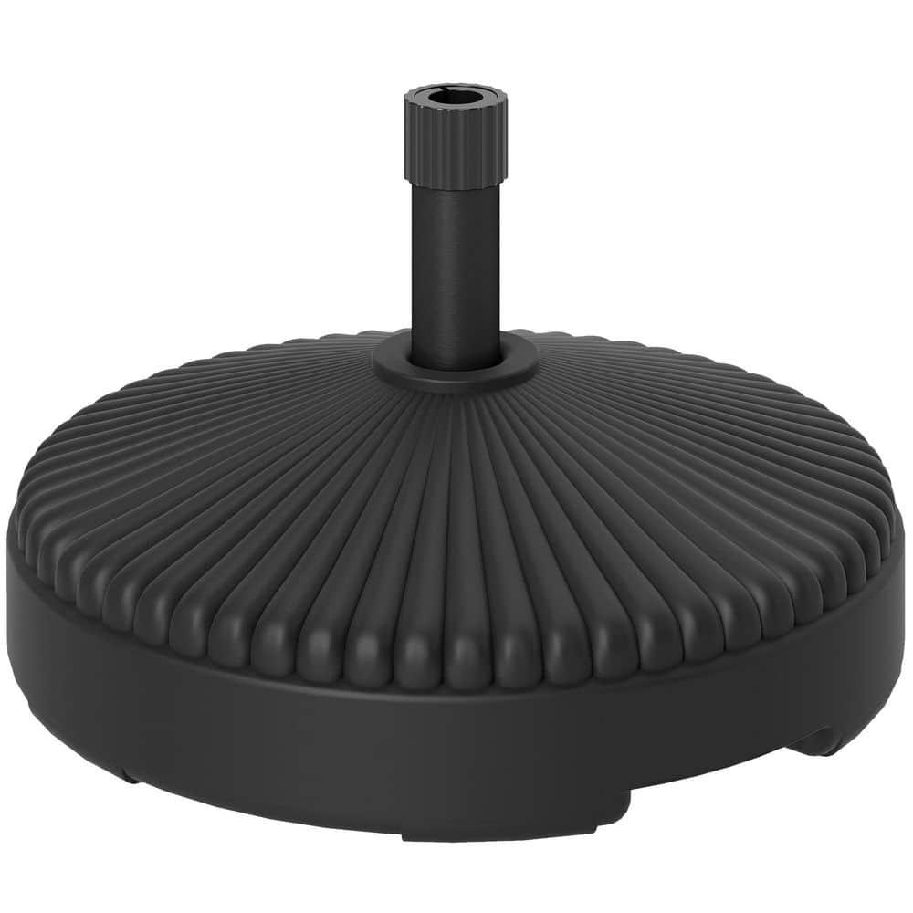 Outsunny Round Patio Umbrella Base Holder Outdoor Umbrella Stand, Filled Up to 62lbs with Stand or 51lbs with Water for Garden Poolside, Black