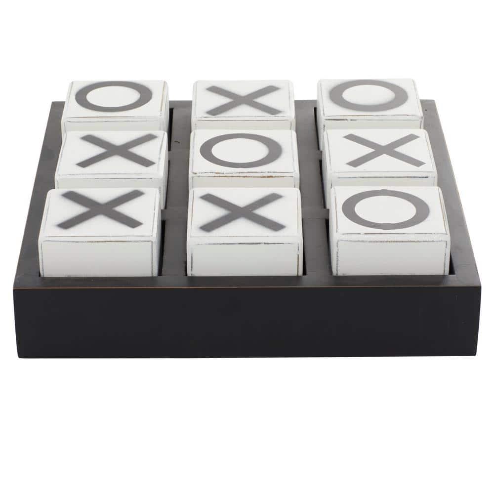 14" Contemporary Wooden Tic Tac Toe Sculpture Black - Olivia & May: MDF Tabletop Game Set