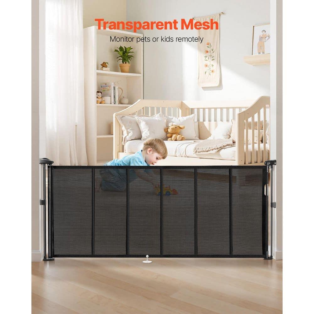 VEVOR VEVOR Retractable Gate Black Plastic Wall Mounted Pet Gate