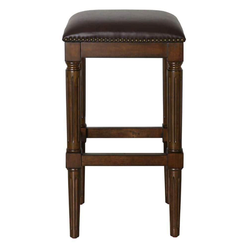 Manchester 31in.H Square Bar Stool- Distressed Walnut