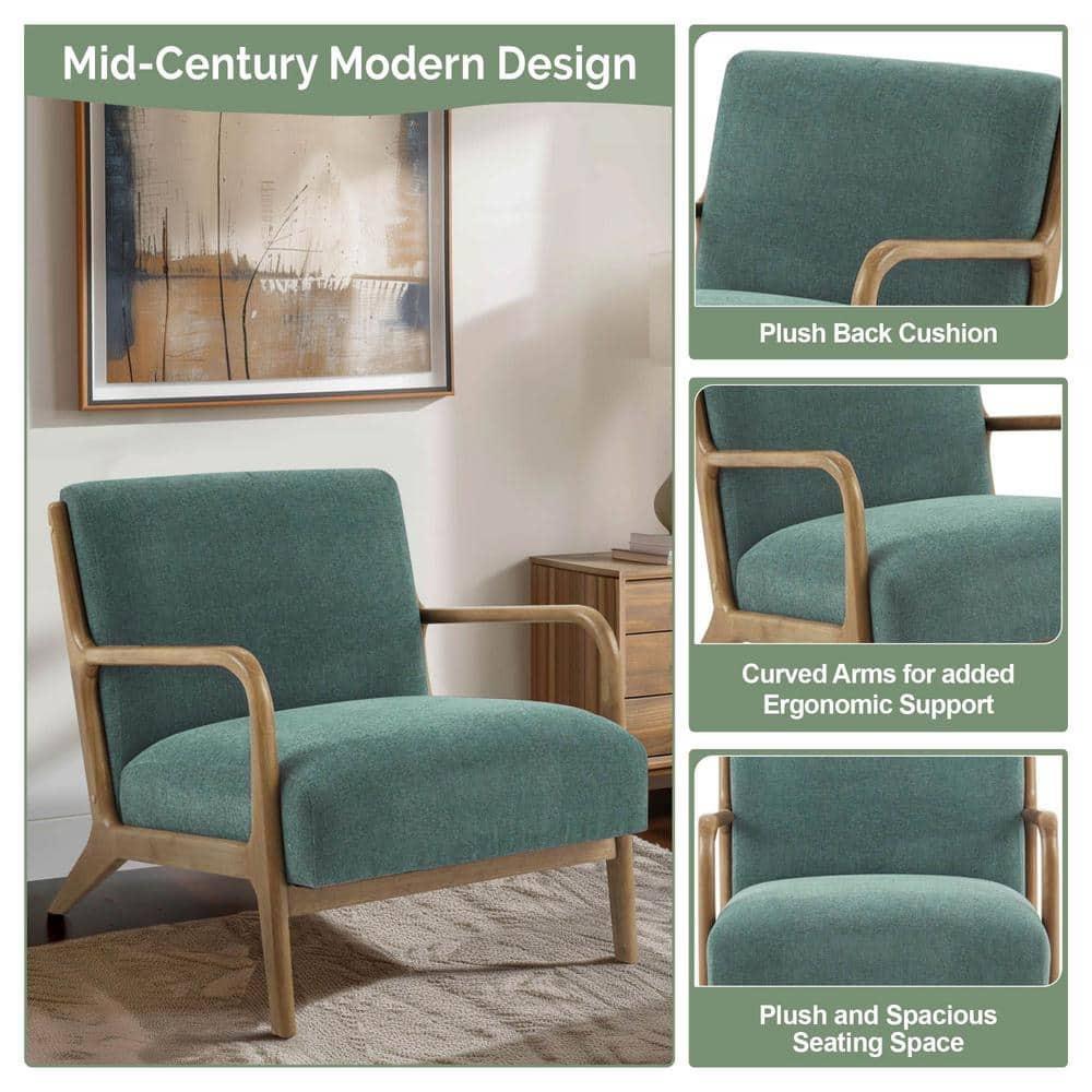 Ink+Ivy Novak Lounge Chair Teal: Upholstered Polyester, Rubberwood Frame, Spot Clean, 300lb Capacity