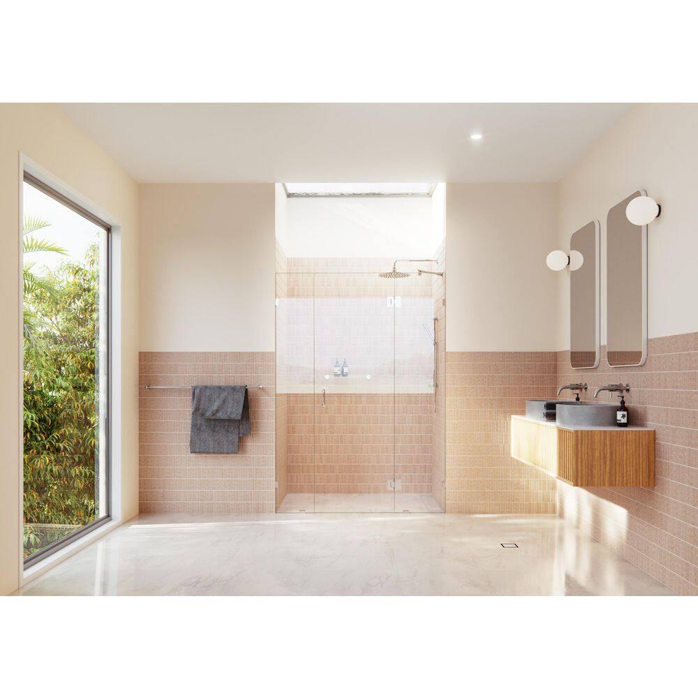 Glass Warehouse Stellar 58.25 in. W x 78 in. H Fully Frameless 3 Panel Inline Glass Hinged Shower Enclosure GHF-58.25-CH