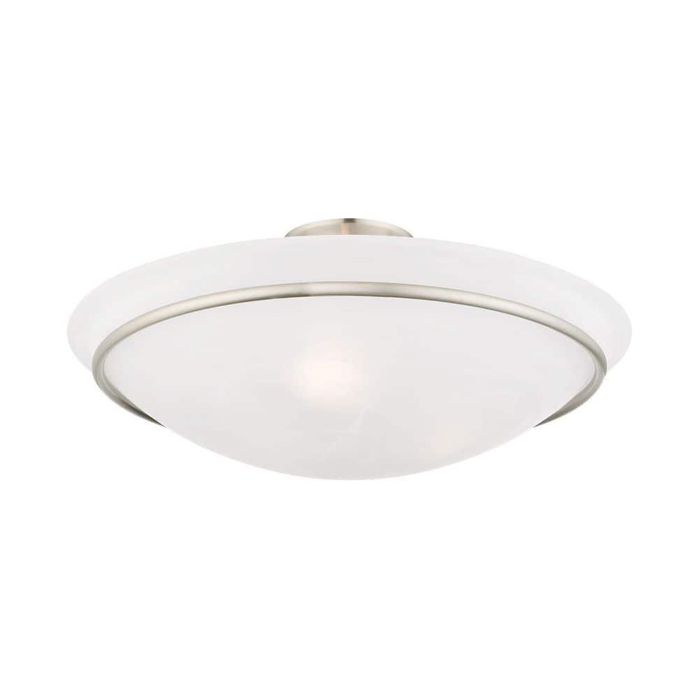Livex Lighting Newburgh 3 - Light Semi-Flush Mount in  Brushed Nickel