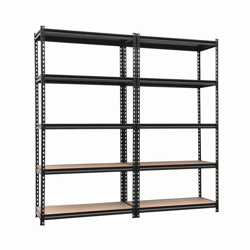 King's Rack 5-Tier Metal Boltless Storage Shelving in Black and Wooden