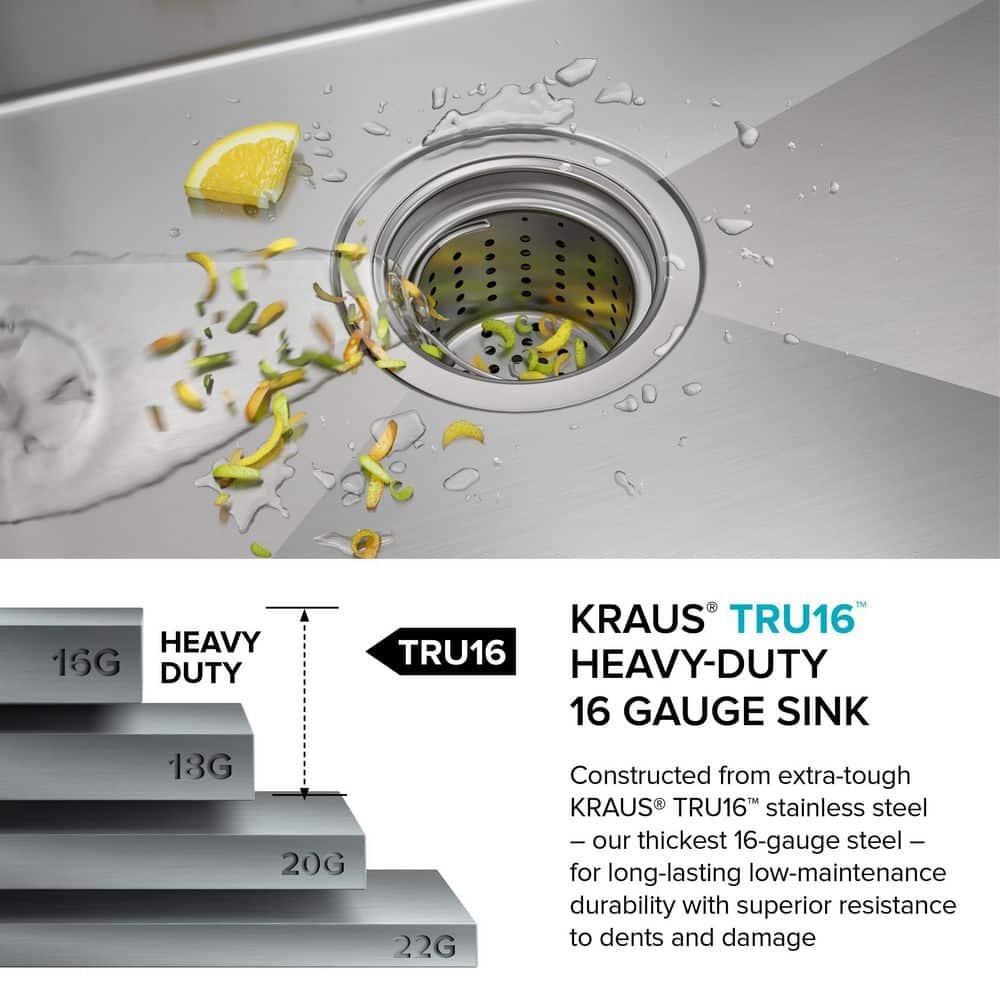 KRAUS Standart PRO™ Undermount 16 Gauge Stainless Steel Kitchen Sink