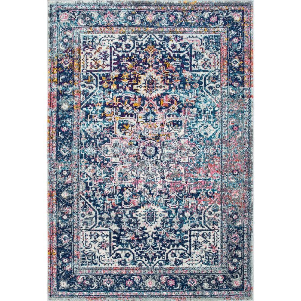 Nuloom Lilah Medallion 2x3 Accent Indoor Area Rug for Living Room Bedroom Dining Room Entryway Kitchen, Blue/Multicolor