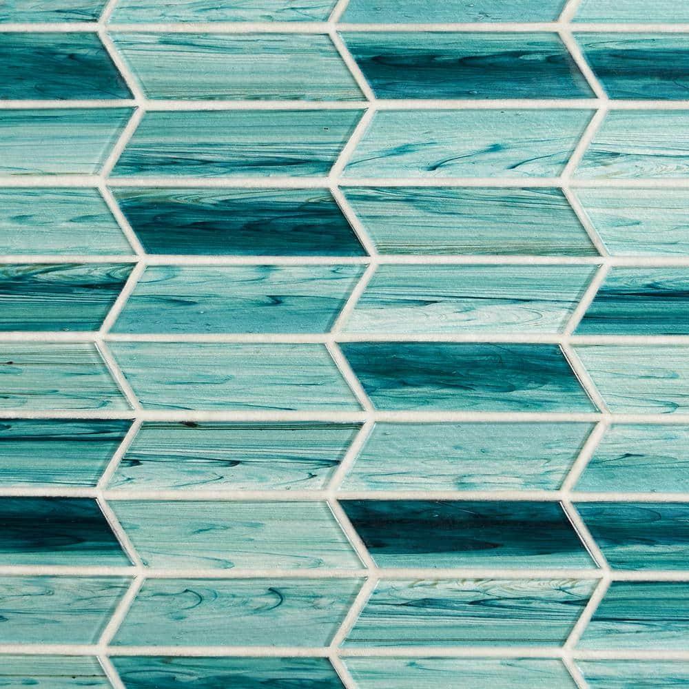 Tara Chevron 11.73 in. x 11.74 in. Molten Glass Mosaic Wall Tile (0.96 Sq. Ft. / Sheet)