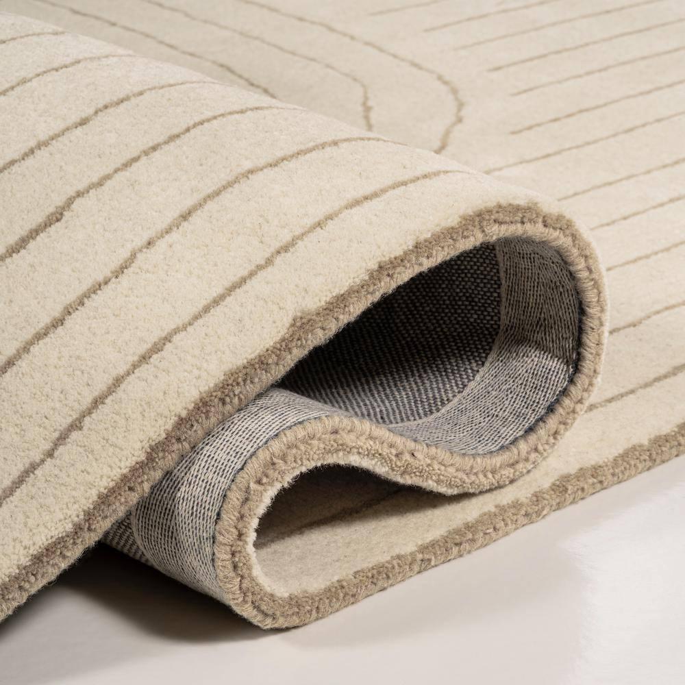 JONATHAN Y Retro Bohemian Abstract Striped Handwoven Wool Ivory/Beige 6 ft. x 9 ft. Area Rug