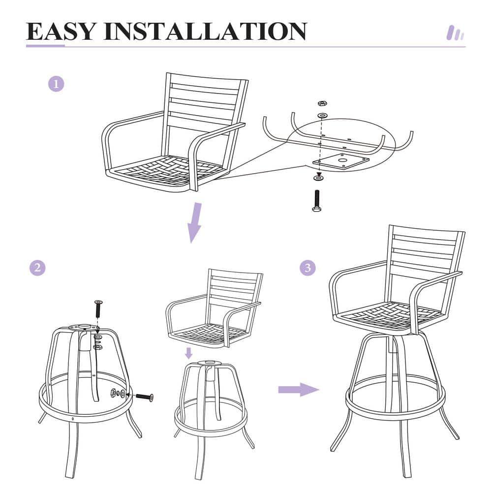 Crestlive Products Outdoor Bar Stools Set of 2  Aluminum Swivel Barstools with Sunbrella Cushion Cast Aluminum Patio High Chair Bistro Set Blue