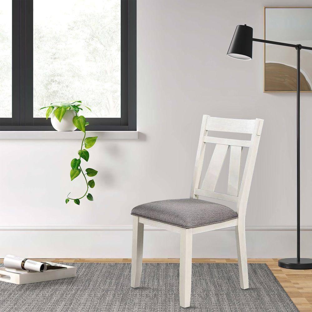 24 in. Lexi Padded Seat Classic Dining Side Chair, Gray & White - Set of 2