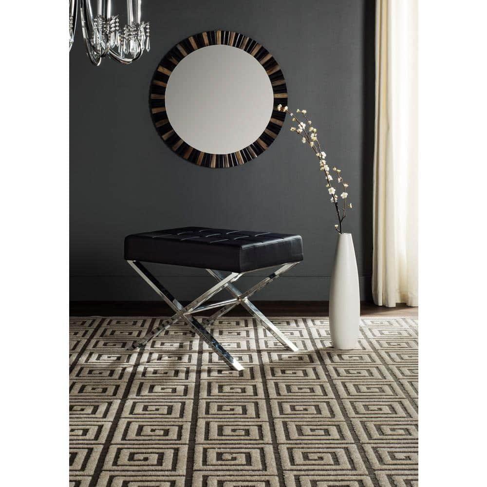 SAFAVIEH Sienna Modern Glam X-Leg Upholstered Rectangular Ottoman, Black/Chrome\