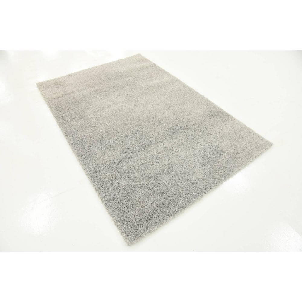 Nuloom Neva Solid 4x6 Shag Indoor Area Rug for Living Room Bedroom Dining Room Nursery, Grey/Ivory