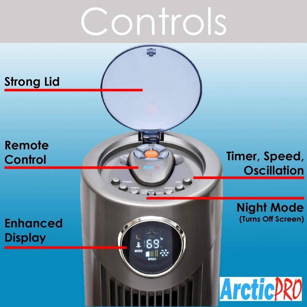 42-inch Dark Gray Plastic Oscillating Tower Fan with Remote Control