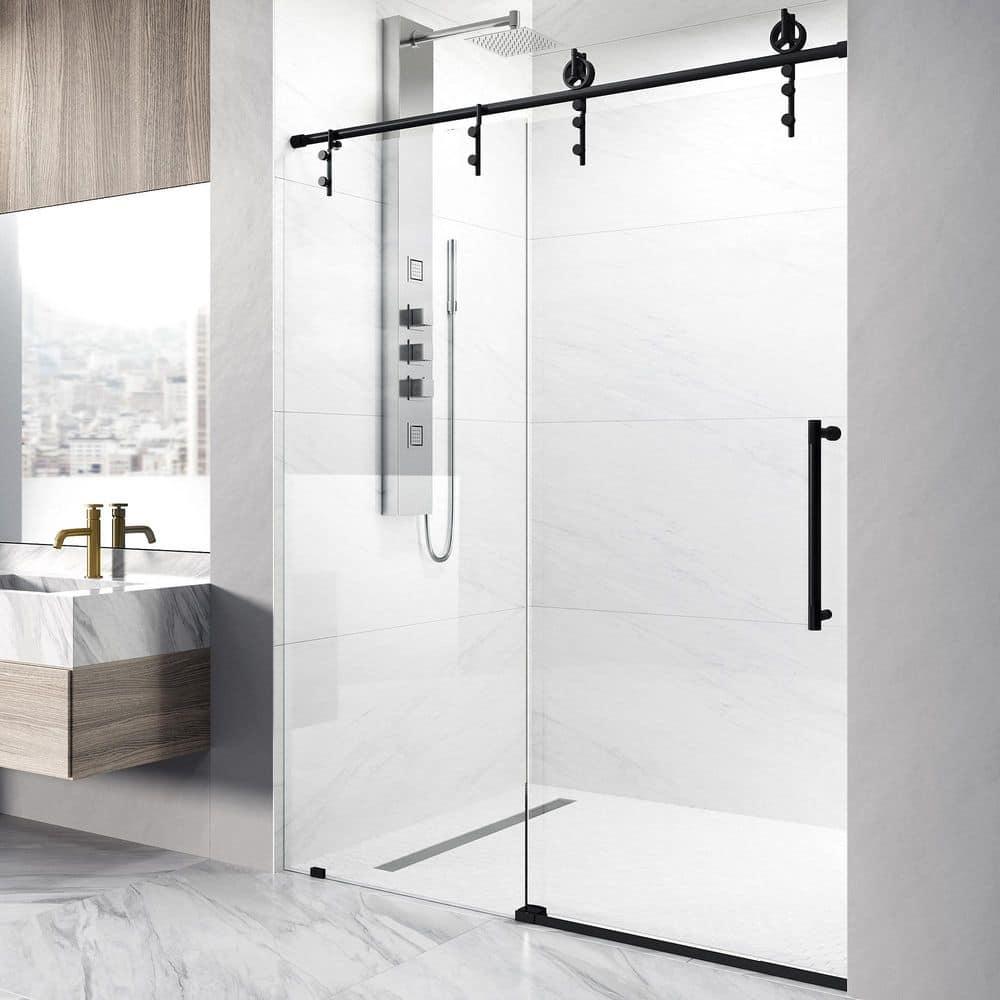 Hamilton 56-60" W x 78" H Sliding Frameless Shower Door with 3/8" Clear Glass