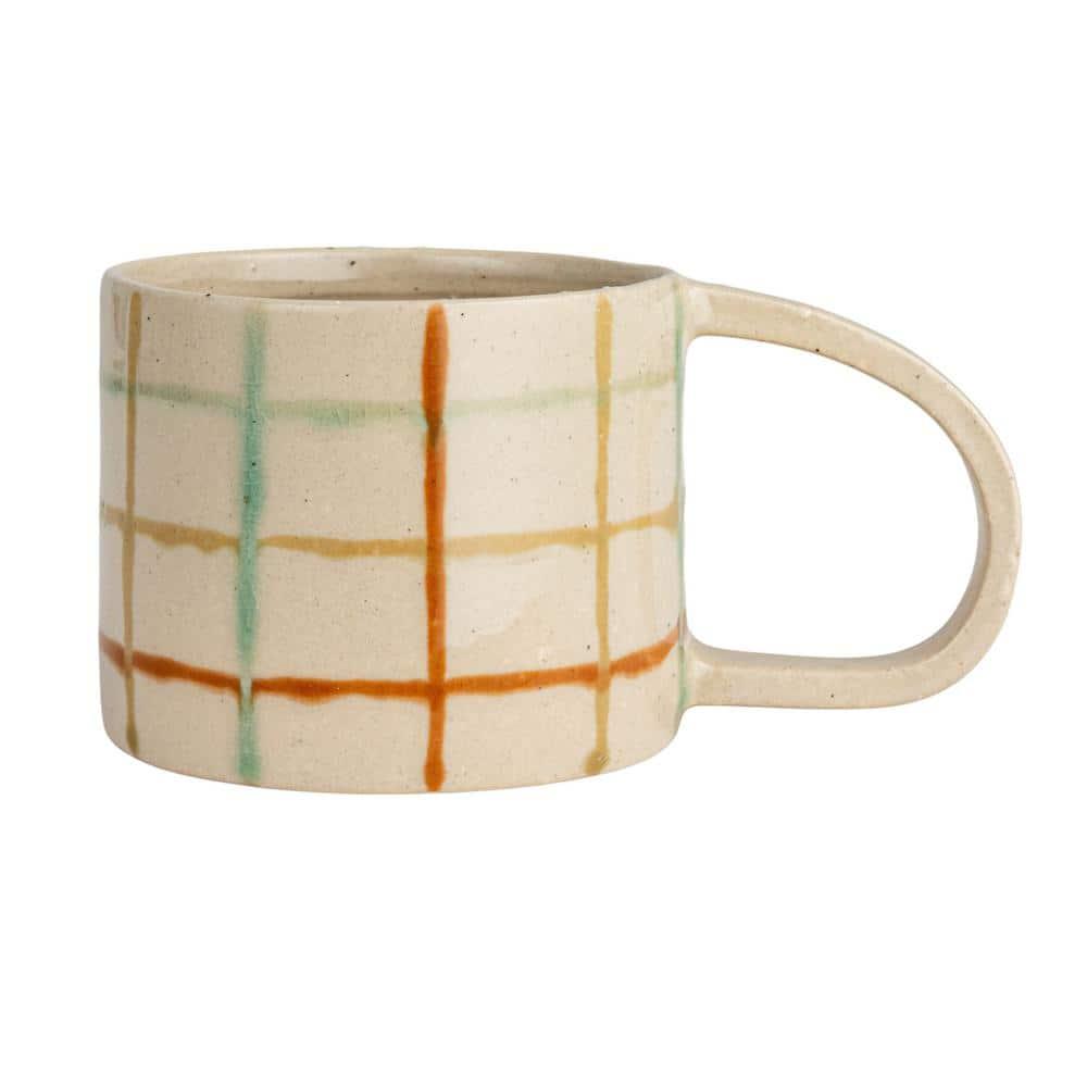 12 oz. Multicolor Checkered Stoneware Mug (Set of 4)