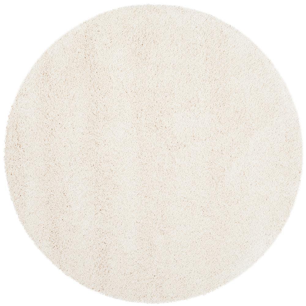 Milan Shag SG180 Power Loomed Indoor Area Rug - Ivory - 5'1" Round - Safavieh