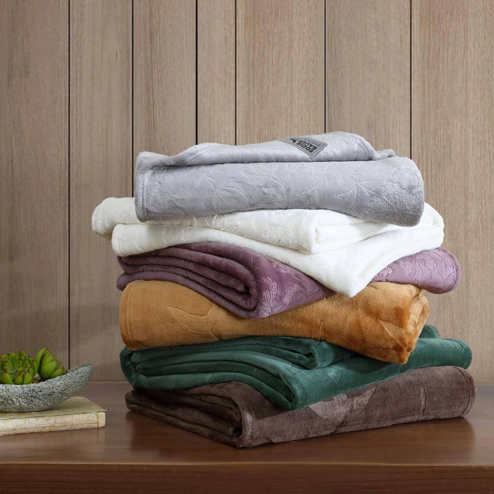 Eddie Bauer Eddie Bauer Woodblock Floral Embossed Signature Plush Throw Blanket
