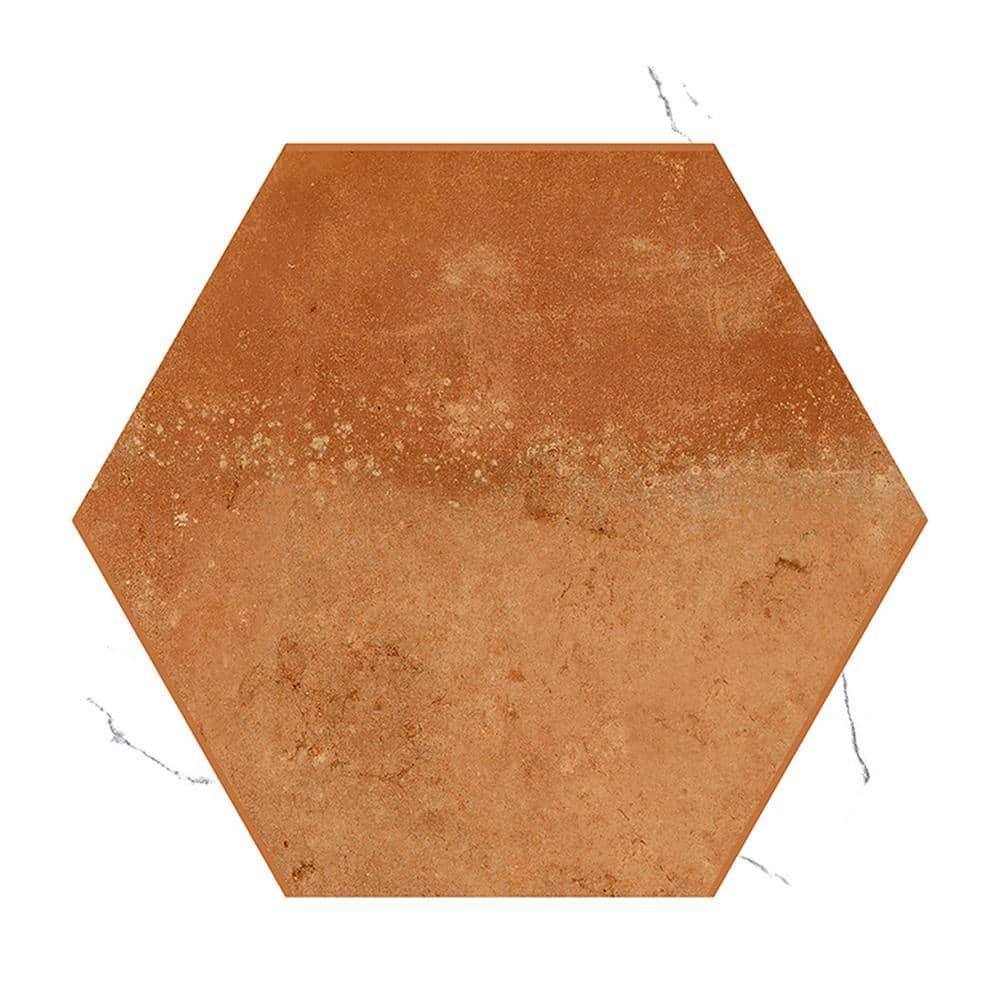 Apollo Tile Aureole 8.66 In. X 9.84 In. Matte Terra Mauve And White Porcelain Hexagon Wall And Floor Tile (8.07 Sq Ft/Case) - 18 Sheets (Set of 18)