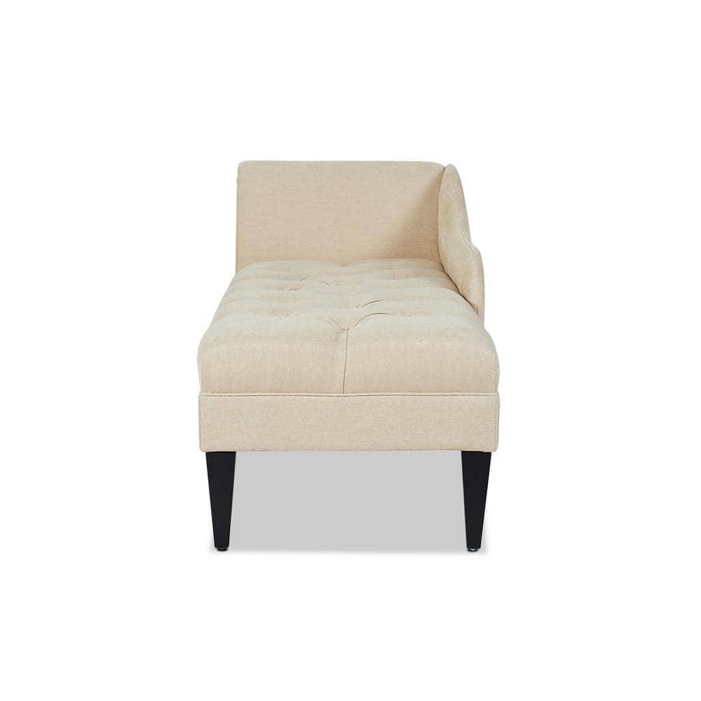 Harrison Tufted Roll Arm Chaise Lounge Beige