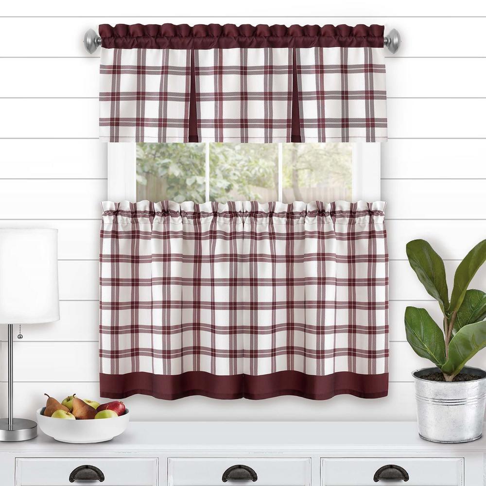 Achim Importing Co Plaid Tailored 58'' W Kitchen Curtain