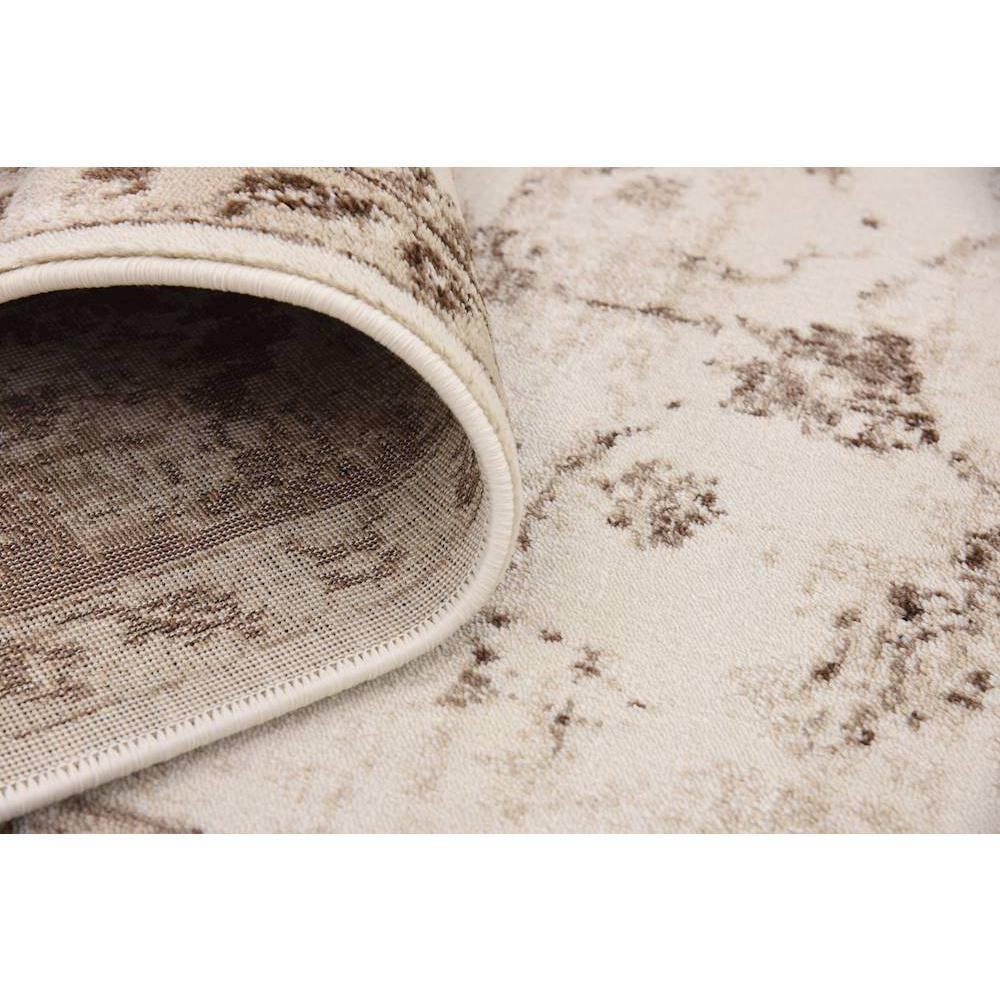 Ivory and Brown Synthetic Stain-Resistant Rectangular Area Rug