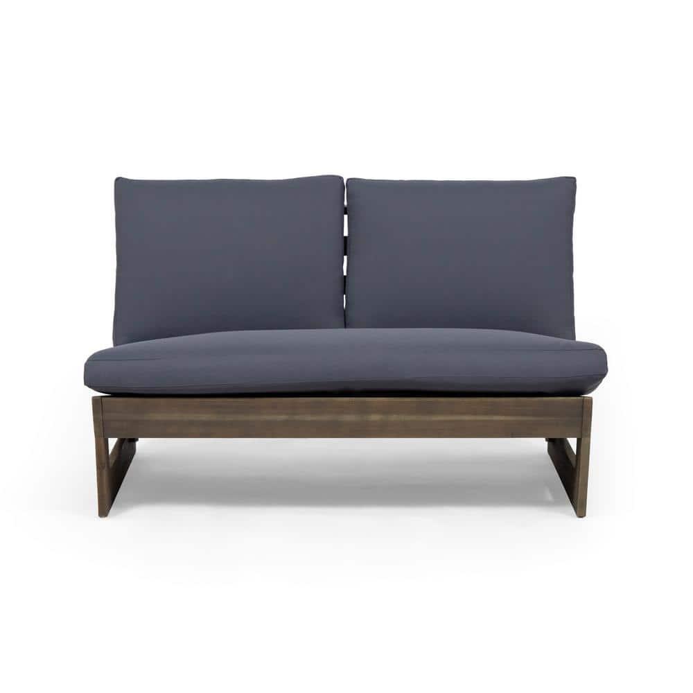 Noble House Sherwood Outdoor Acacia Wood Loveseat in Gray and Dark Gray