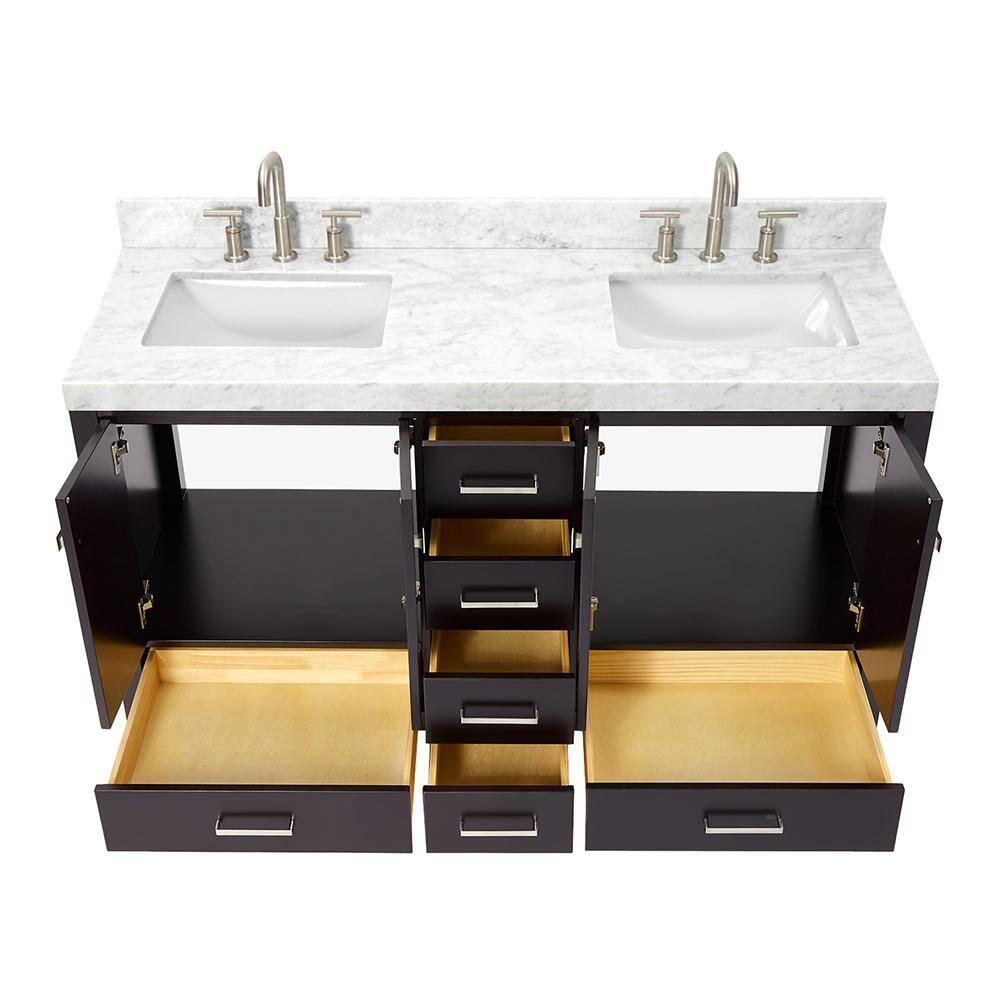 Cambridge Double Bathroom Vanity with Carrara Marble Top