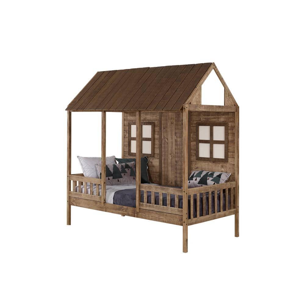 Donco Kids PD-1899TRD Twin Front Porch Low Loft, Rustic Driftwood
