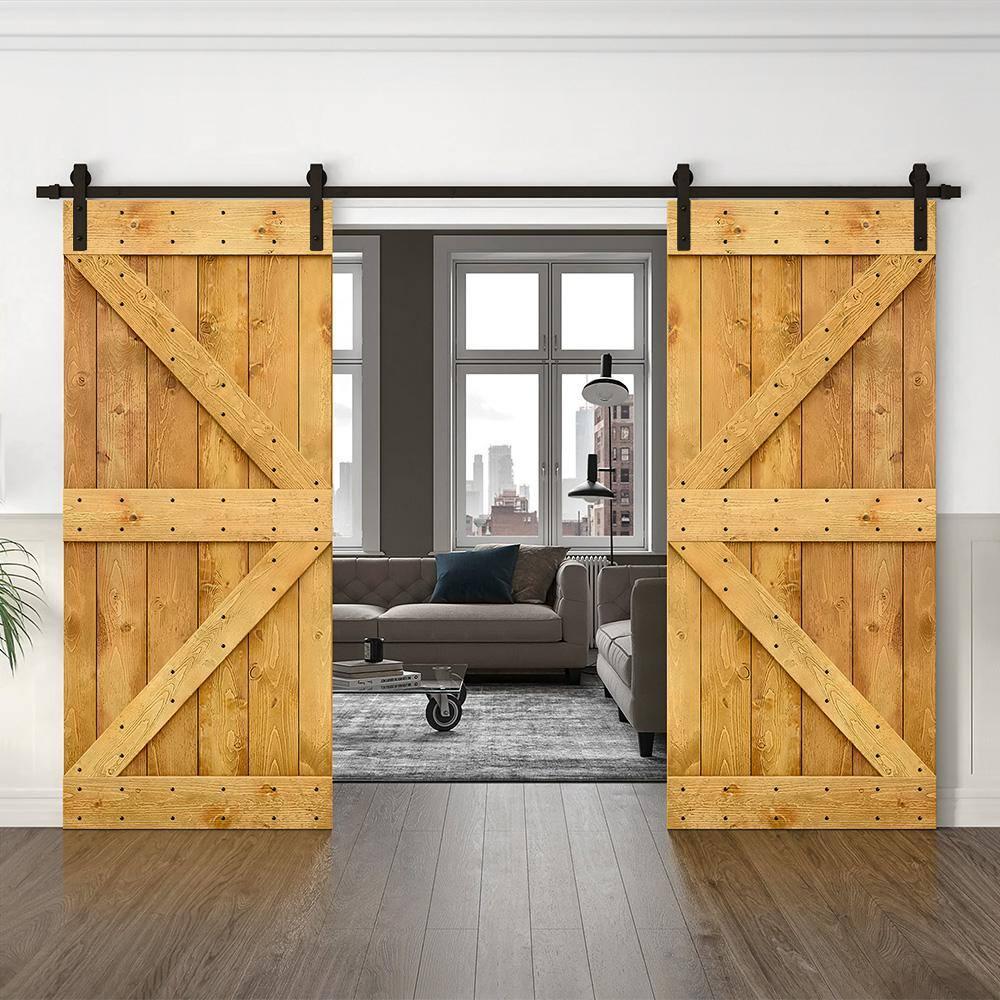 Calhome 84'' Solid Wood Paneled Painted with Installation Hardware Kit Barn Door