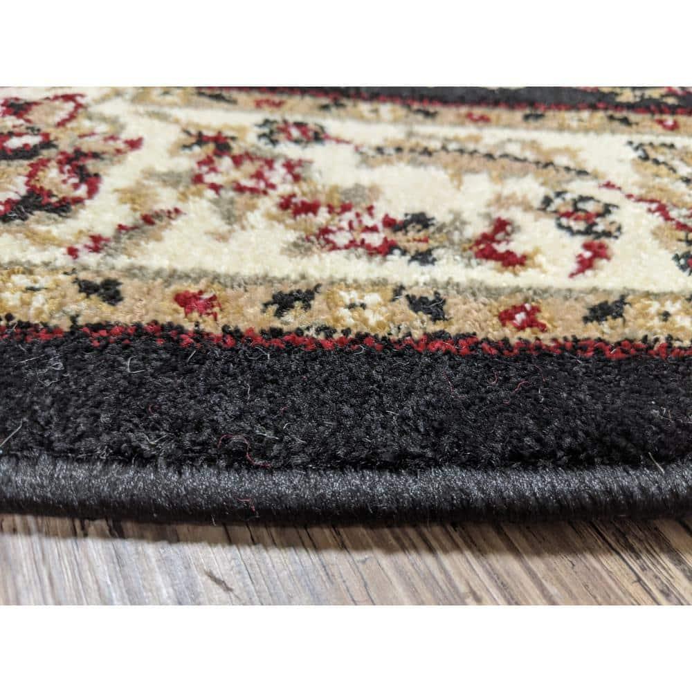Radici Usa Como Area Rug 1596 Black Italian Bordered 5' 5" x 7' 7" Rectangle