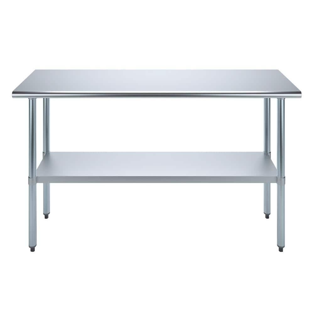 Amgood Stainless Steel Work Table with Undershelf. Metal Prep Table. NSF - Certified
