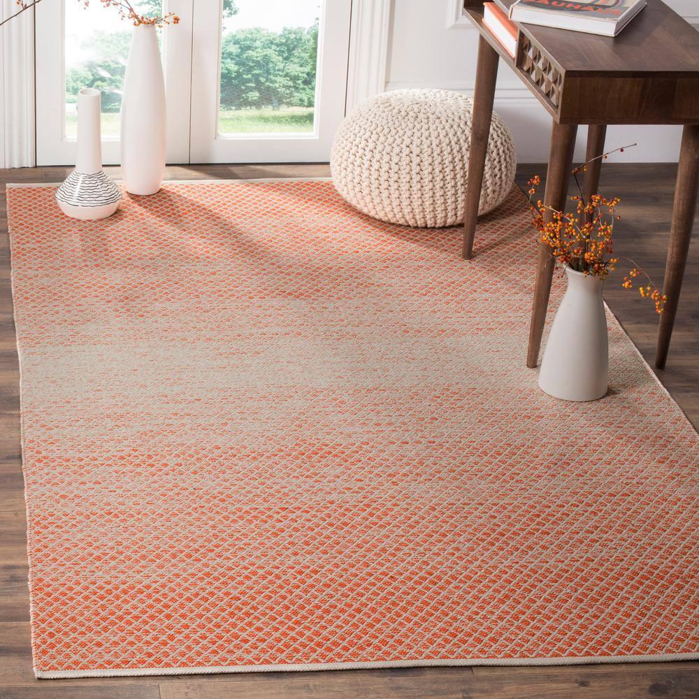 Montauk MTK601 Hand Woven Indoor Area Rug - Orange/Ivory - 6'x6' - Safavieh
