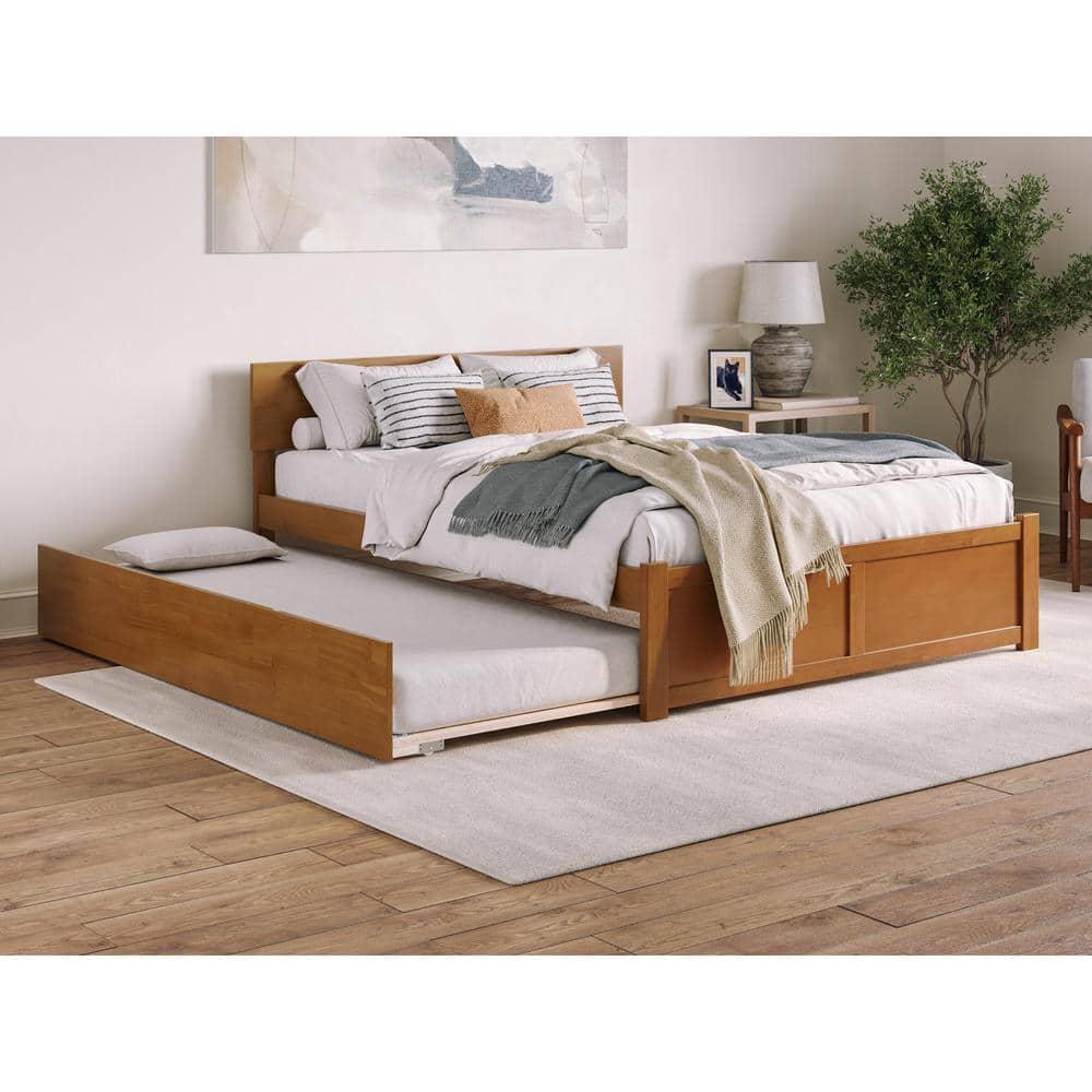 AFI Furnishings Orlando Solid Wood Platform Bed with Panel Footboard & Trundle