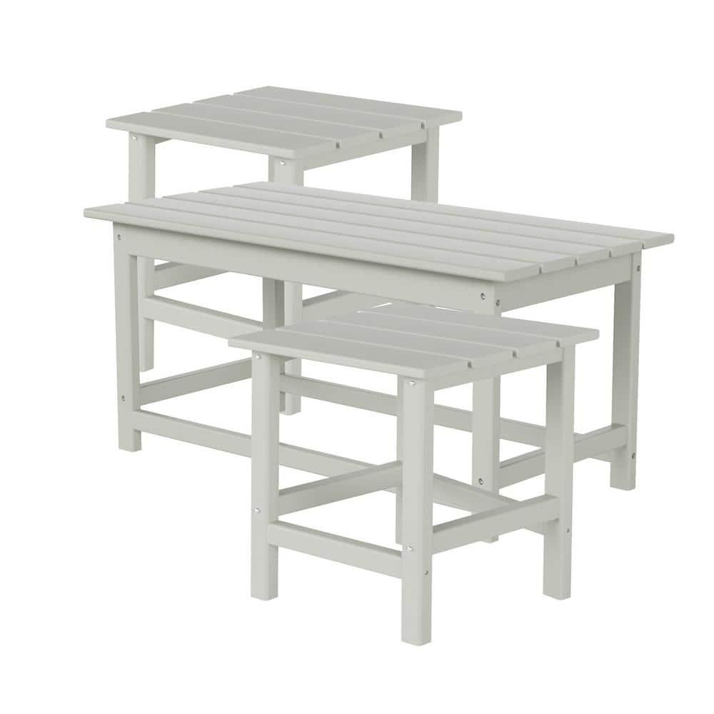 Polytrends  Laguna Hdpe All Weather Outdoor Patio Coffee And Side Tables (3-Piece Set) Sand