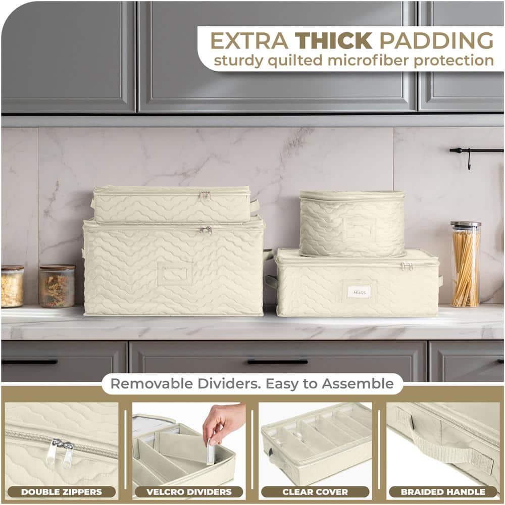 Sorbus Flatware & Utensil Storage - Gray Fabric Chest Box for Storage and Organizing Utensils, Silverware, Flatware, Cutlery - Silverware Organizer Container with Zipper Clear Lid & Adjustable Divider