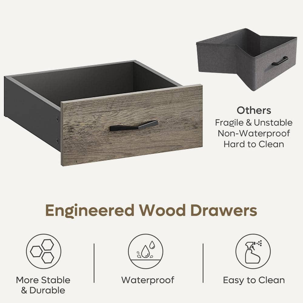 Bestier 48” Office Desk with Drawers, Computer Writing Desk with Keyboard Tray & 2 Hooks for Home Office, Gray