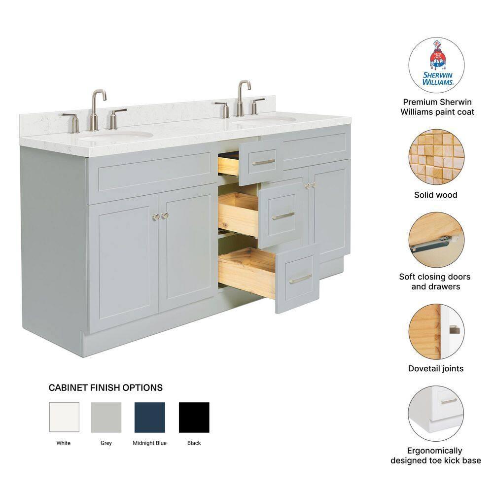 Ariel F072dcqovo Hamlet 72" Free Standing Double Basin Vanity Set - Grey