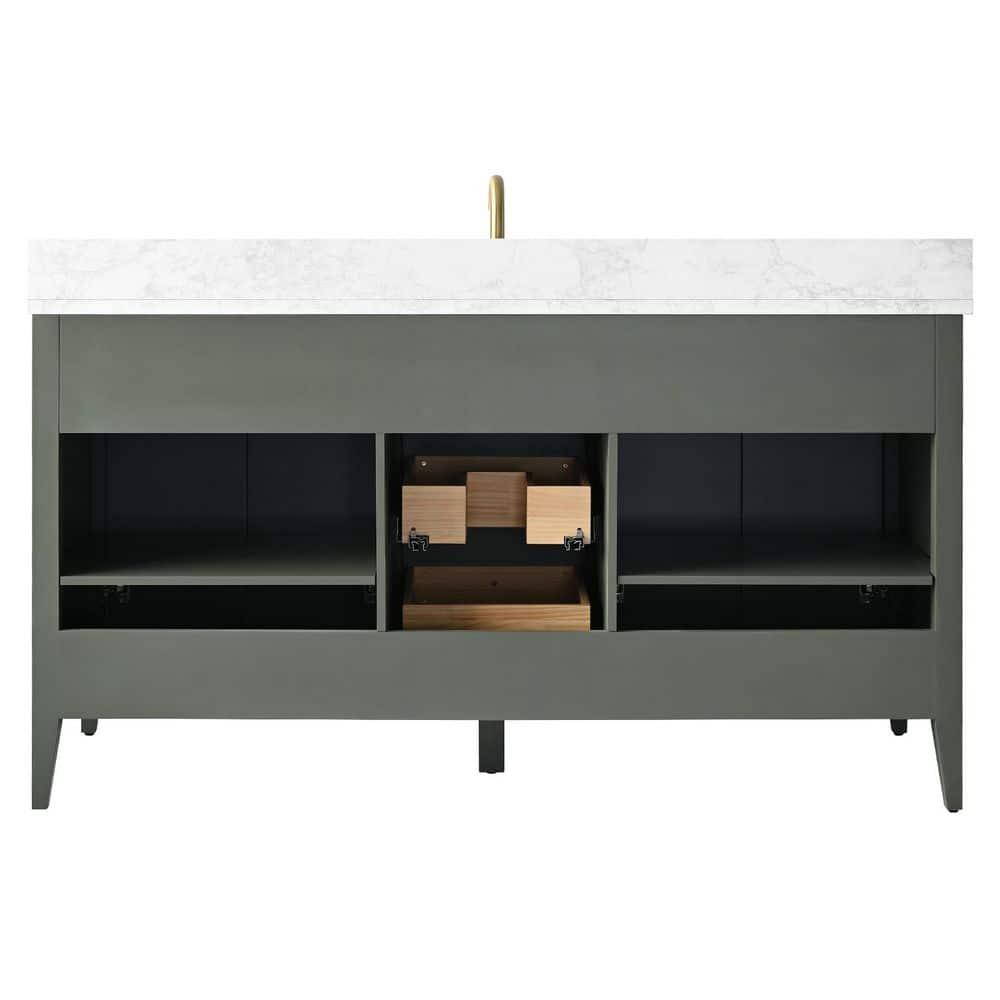 60'' Single Bathroom Vanity with Engineered Marble Top