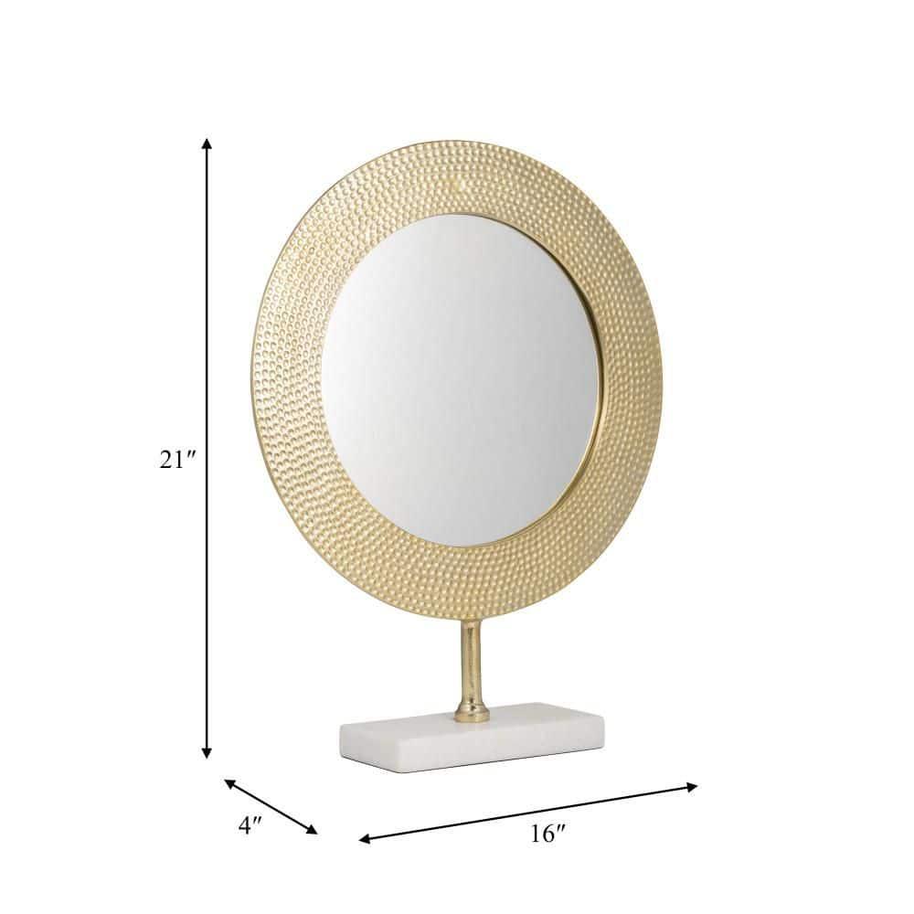 Sagebrook Home Metal 21" Hammered Mirror On Stand, Gold