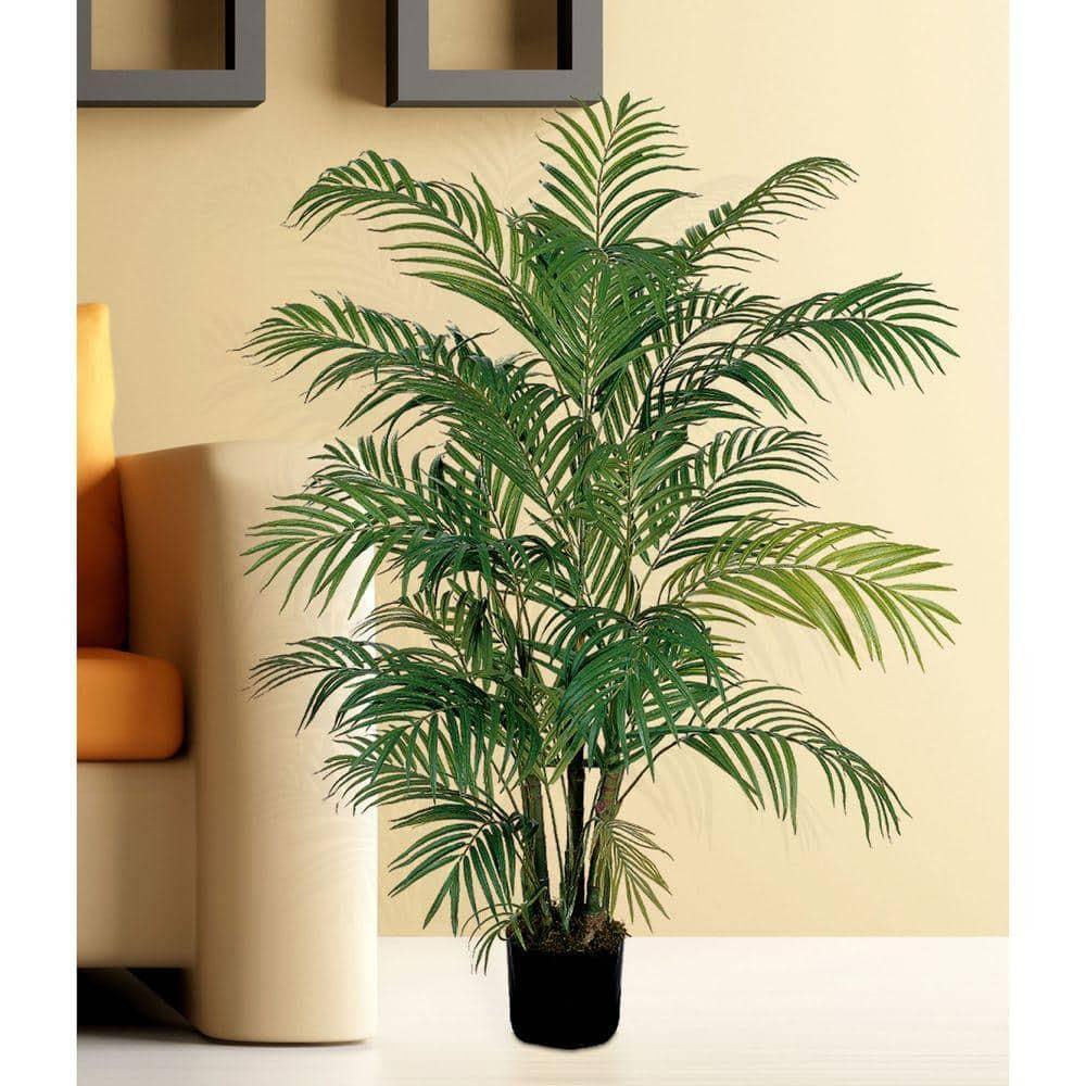4ft Artificial Areca Palm Tree in Pot - Nearly Natural: Indoor Botanical Decor, Unlit Green Faux Plant