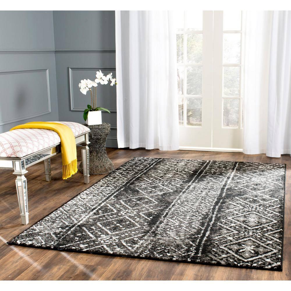 Adirondack ADR111 Machine Made Indoor Accent Rug - Black/Silver - 3'x5' - Safavieh