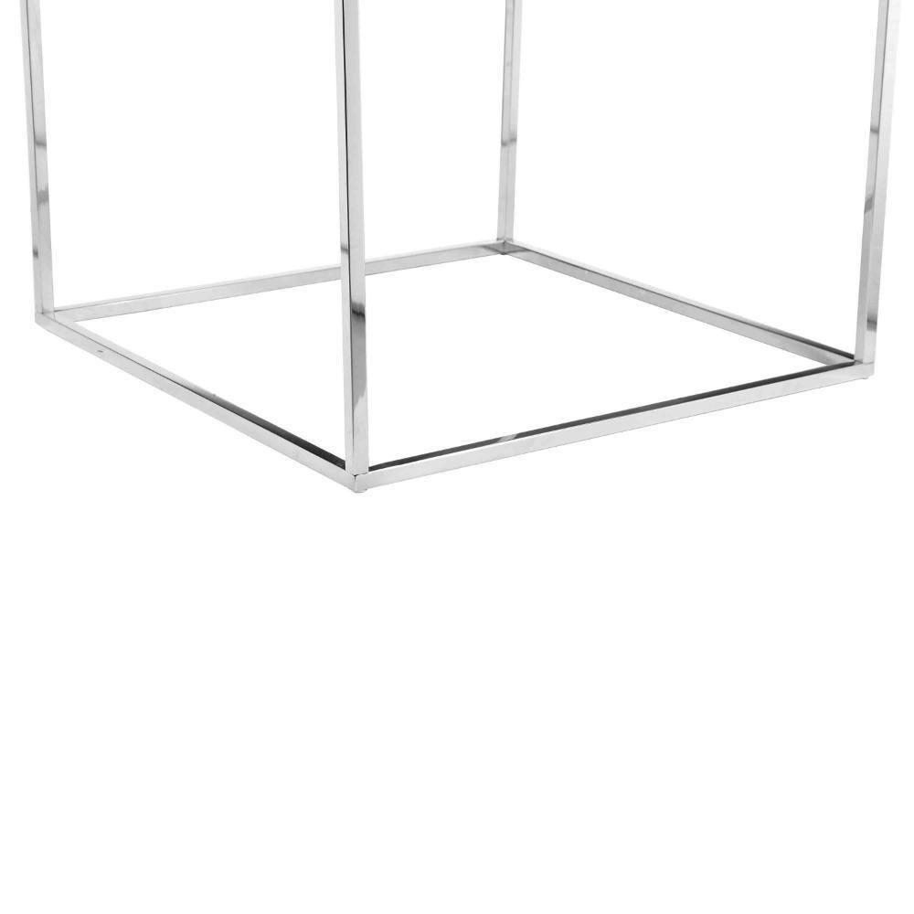 Benjara BM314959 Zen 24 in. Side End Table, Square, Polished Blue Top - Chrome Metal