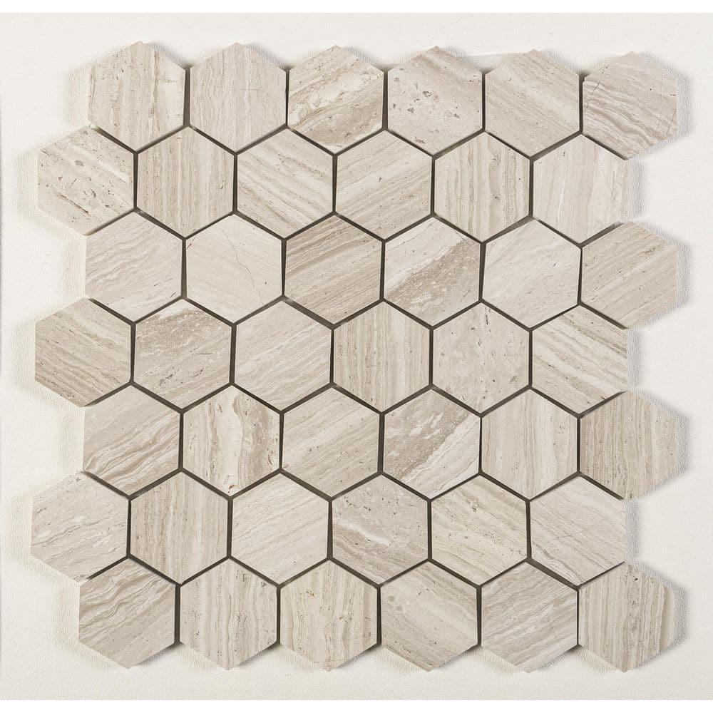 SAMPLE-Channing 2" x 2" Marble Honeycomb Mosaic Floor Use Tile