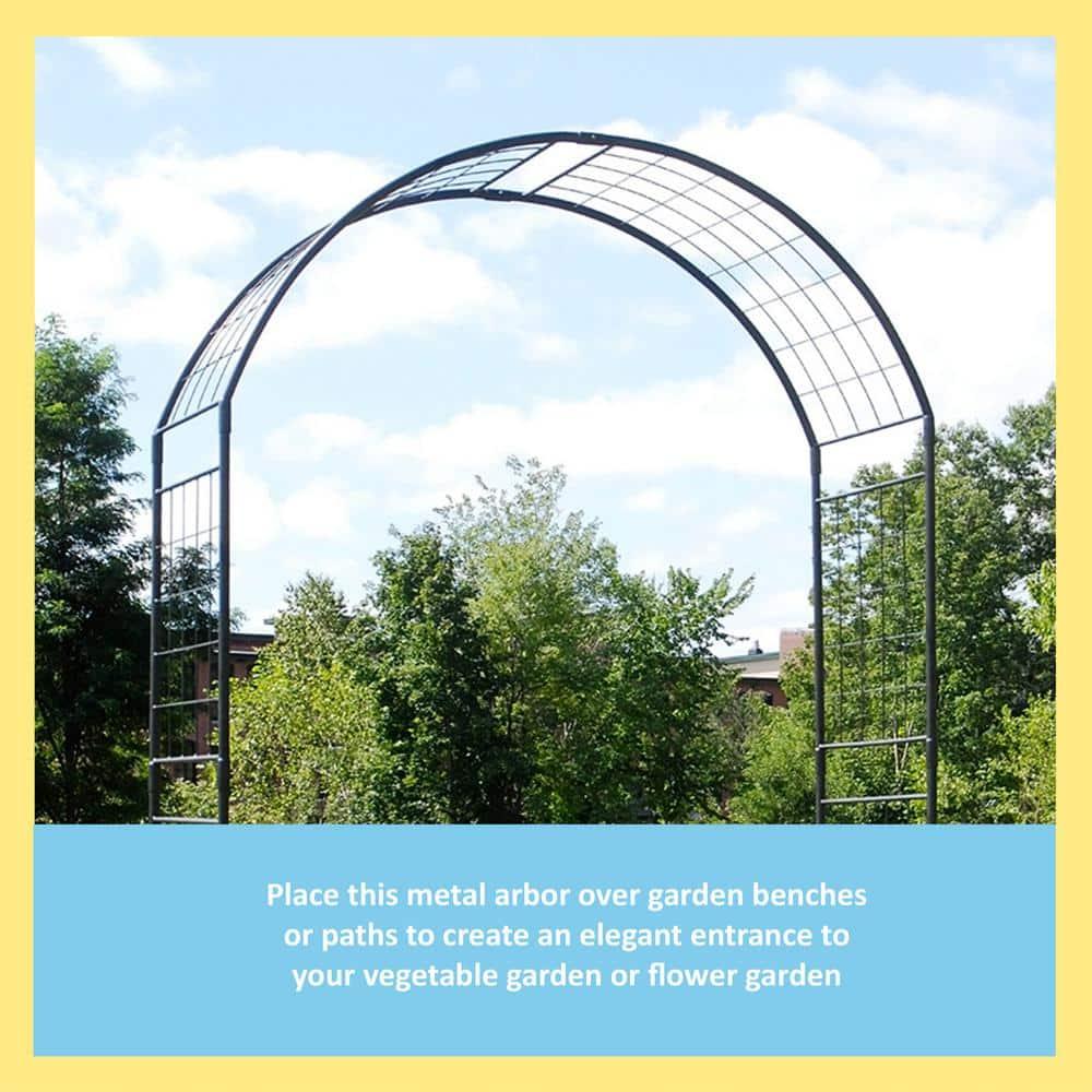 Achla Designs Elegant Handcrafted Monet II Wrought Iron Garden Arbor, 114.5 Inch Tall, Graphite Powder Coated Finish