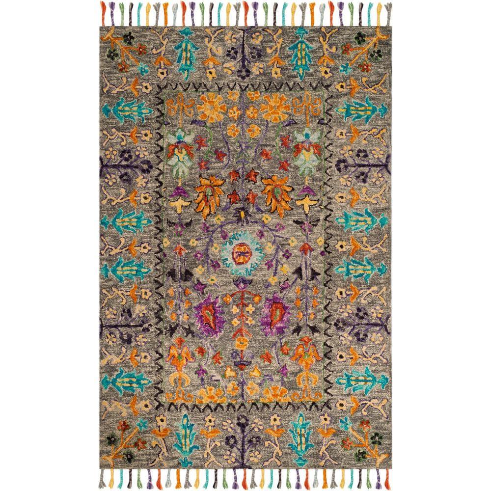 Blossom BLM453 Hand Tufted Indoor Area Rug - Grey/Multi - 8'x10' - Safavieh